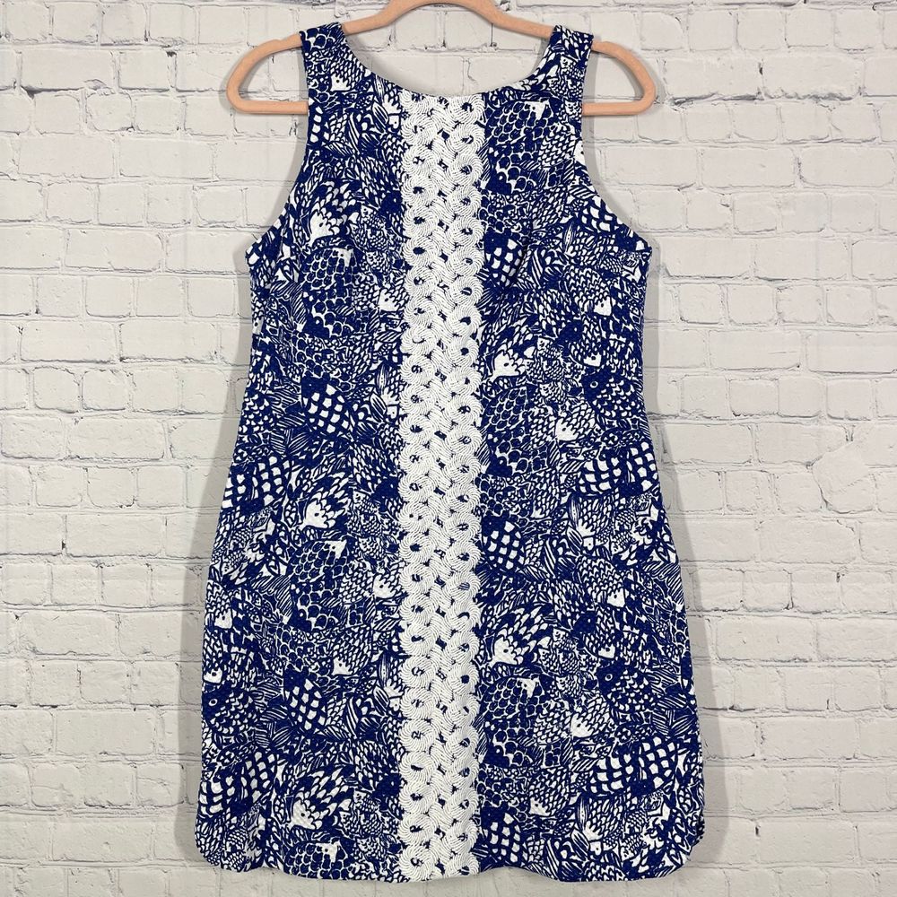 Lilly Pulitzer Target Mini Dress Womens 12 See Ya Later Green Blue White Shift